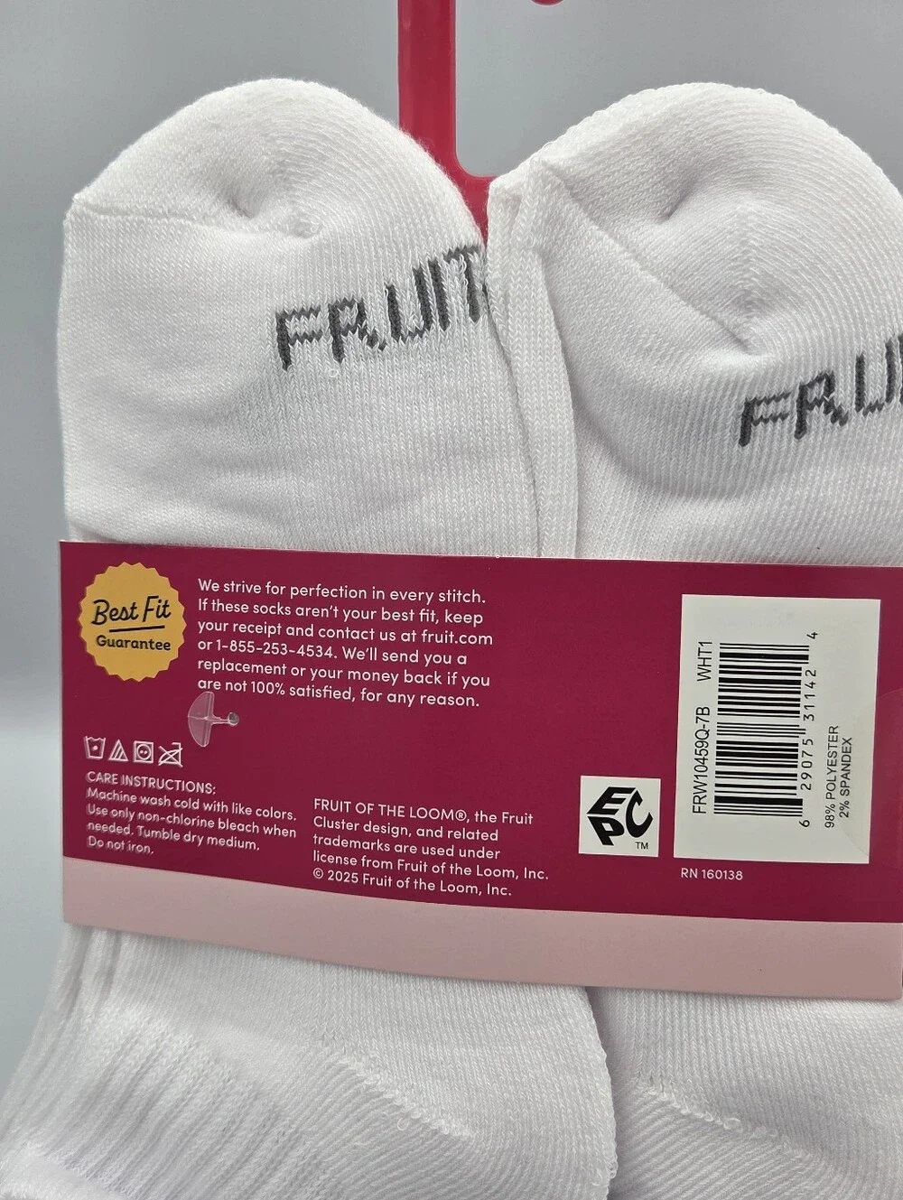 Fruit of the Loom Womens White Ankle Socks - 2 Pack Of 7 Pack Nwt